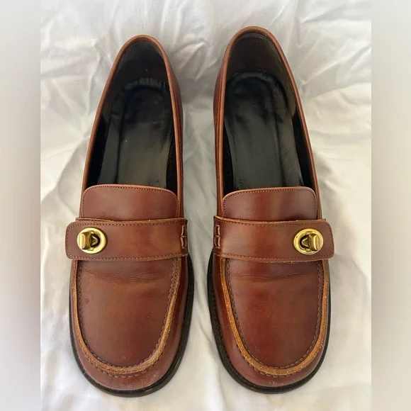 Vintage Coach Made in Italy Brown Turnlock Loafers - Picture 2 of 5